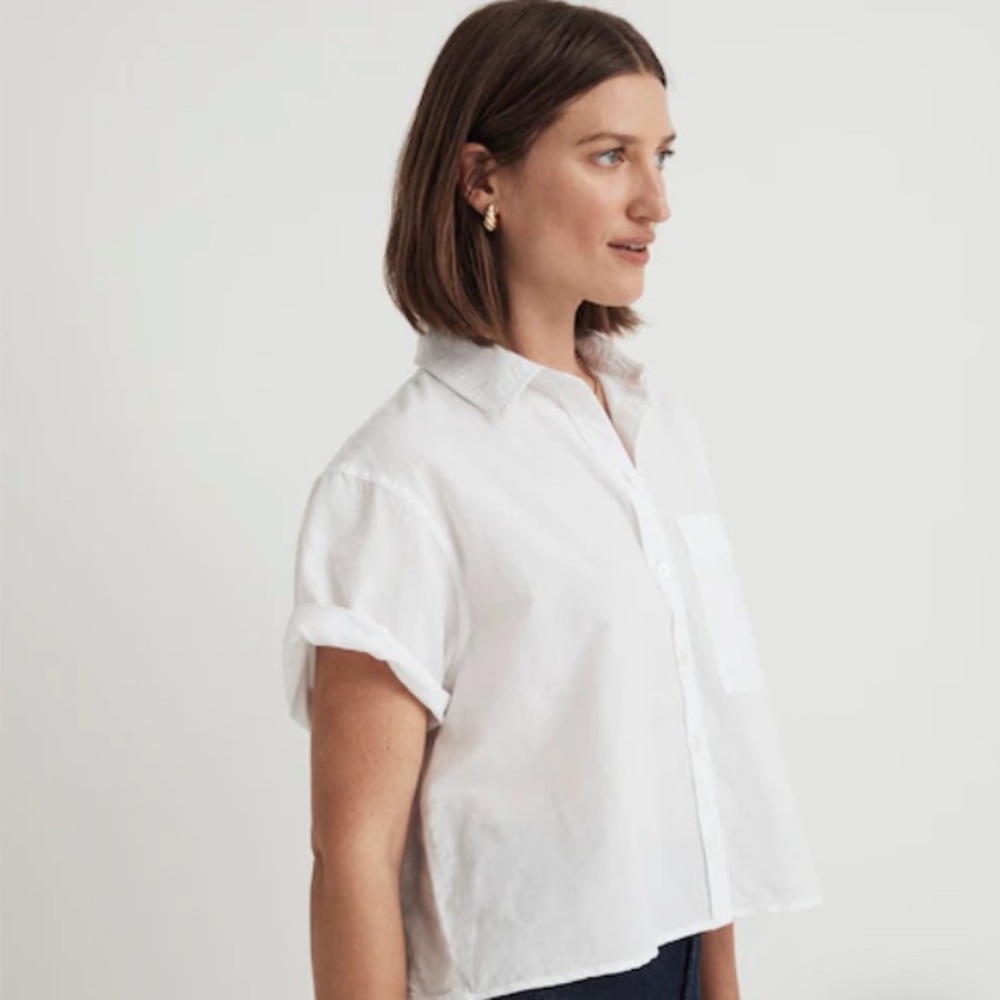 NWOT Madewell Cropped Utility Button-Up in Eyelet White XXS